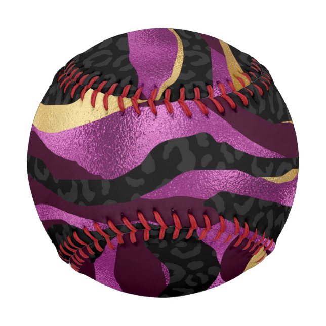 Black Purple Cheetah Leopard Black Pattern Baseball (Front)