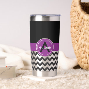 Black Purple Chevron Insulated Tumbler