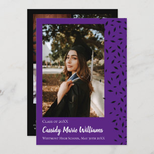 Black Purple Confetti Graduation Announcement