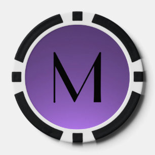 Black purple custom monogram poker chips