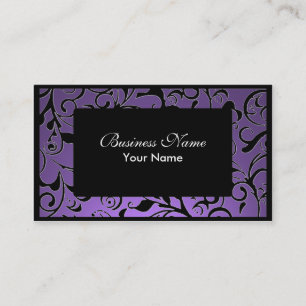 Black purple damask appointment business cards