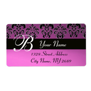 BLACK  PURPLE  DAMASK MONOGRAM