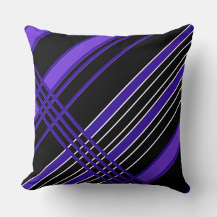 Black & Purple Diagonal Stripes Cushion