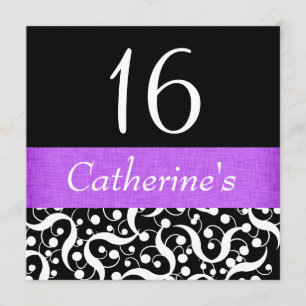 Black purple elegant any age celebration invitation