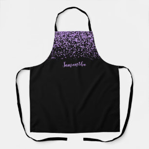 Black Purple Faux Glitter Personalised Apron