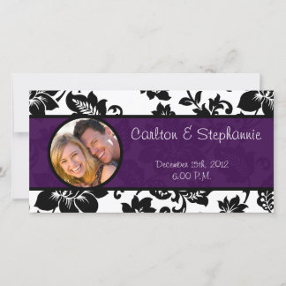 Black/Purple Floral Damask Photo Announcement