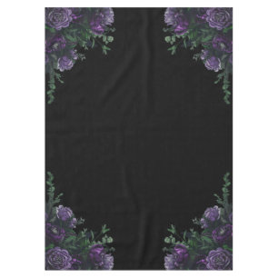 Black Purple Floral Elegant Wedding Gothic Tablecloth