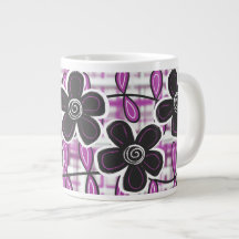 Black & Purple Flowers Jumbo Mug