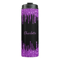 Black purple glitter drips custom monogram name