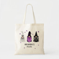Black purple gnomes witch. Halloween kids treats