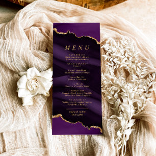 Black & Purple Gold Calligraphy Wedding Menu