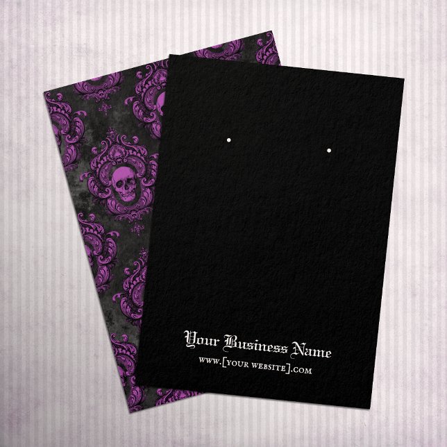 Black Purple Gothic Skulls Halloween Earring Card (Creator Uploaded)