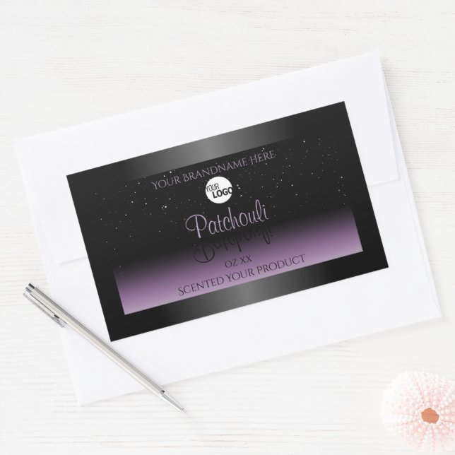 Black Purple Gradient Product Labels Glitter Logo (Envelope)