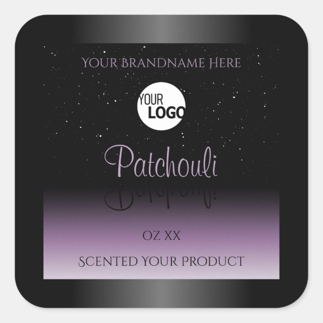 Black Purple Gradient Product Labels Glitter Logo (Front)