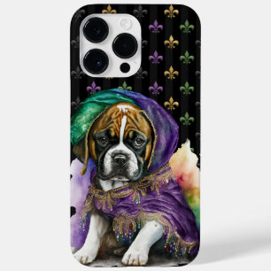 BLACK PURPLE GREEN GOLD MARDI GRAS PUPPY DOG Case-Mate iPhone 14 PRO MAX CASE