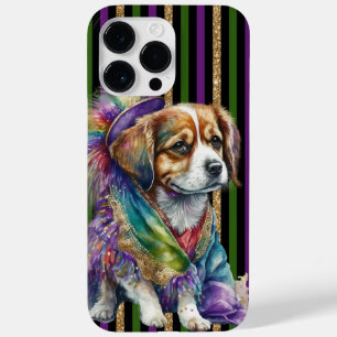 BLACK PURPLE GREEN GOLD MARDI GRAS PUPPY DOG Case-Mate iPhone 14 PRO MAX CASE