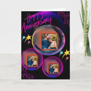 Black Purple Happy Anniversary Daughter & Husband  Card