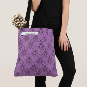 Black & Purple Heart Pattern Colouring Go-Bag Tote Bag