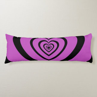 Black Purple Hypnotic Heart Love Pattern Body Cushion