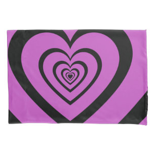 Black Purple Hypnotic Heart Love Pattern Pillowcase
