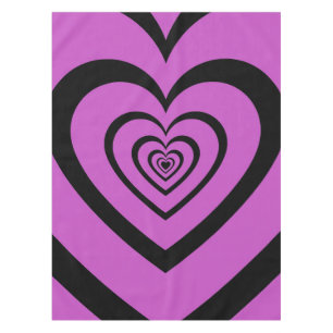 Black Purple Hypnotic Heart Love Pattern Tablecloth