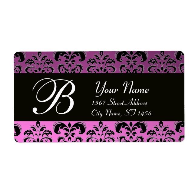 BLACK PURPLE  LILAC DAMASK MONOGRAM (Front)