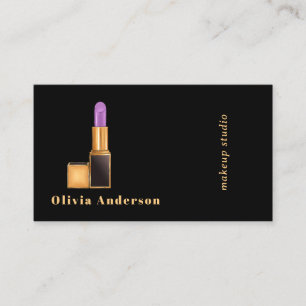 Black Purple Lipstick Makeup Artist MUA  Business Card