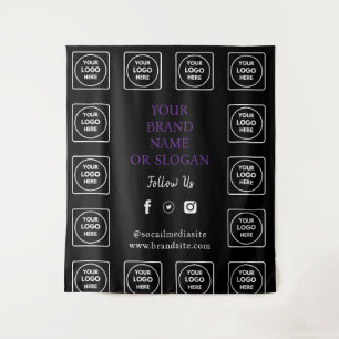 Black Purple Logo Social Media Wall Branding Tapestry