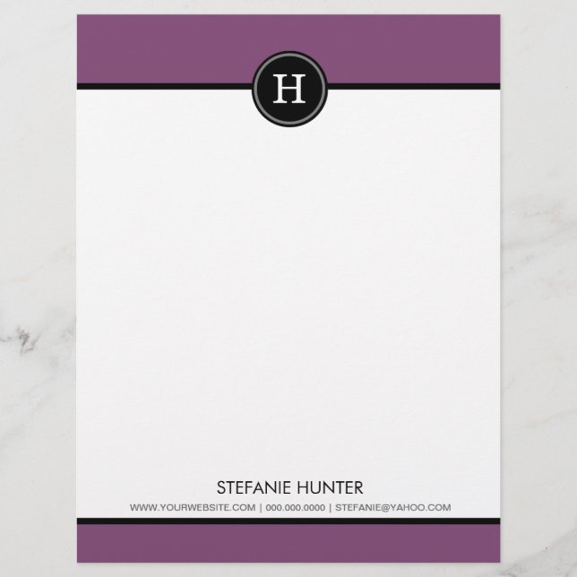 Black & Purple Monogram Letterhead (Front)