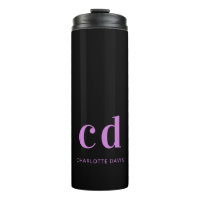 Black purple monogram name modern