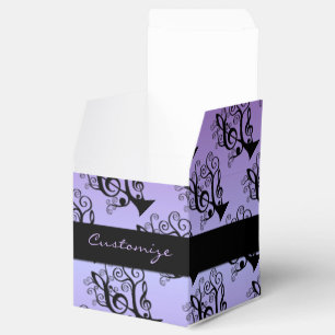 Black & Purple Music Treble Clef Tree Cube Box