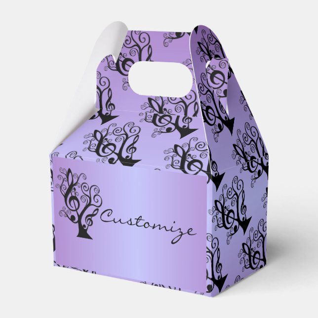 Black & Purple Music Treble Clef Tree Gable Box (Front Side)