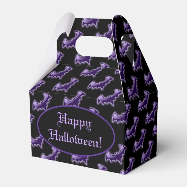Black & Purple Night Wing Bats Gable Favour Box (Front Side)