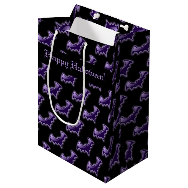 Black & Purple Night Wing Bats Medium Gift Bag (Front Angled)