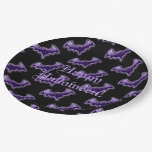 Black & Purple Night Wing Bats Paper Plates