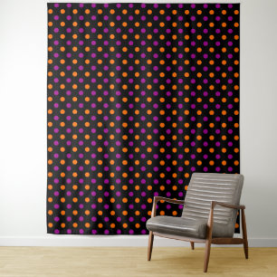 Black Purple Orange Polka Dot Pattern Tapestry