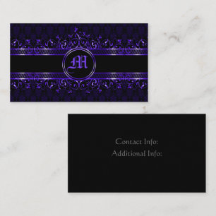 Black & Purple Ornate Gothic Monogrammed Business Card