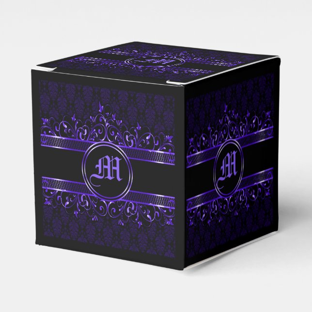 Black & Purple Ornate Gothic Monogrammed    Favour Box (Front Side)