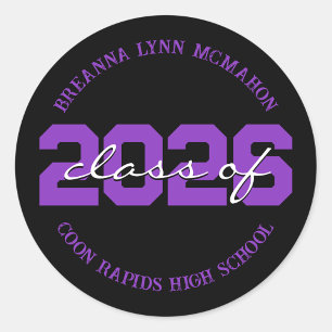 Black & Purple Personalised Graduation Stickers
