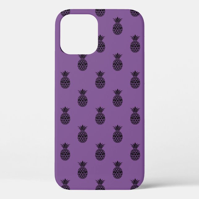 Black Purple Pineapple Tropical Fruit Summer Case-Mate iPhone Case (Back)