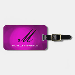 Black Purple Pink Monogram Customise Luggage Tag
