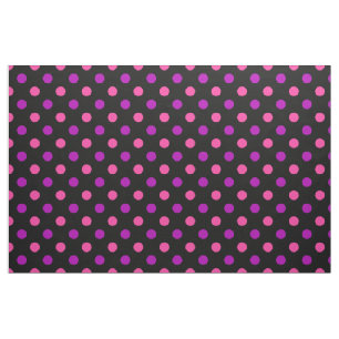 Black Purple Pink Polka Dots Pattern  Fabric