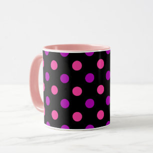 Black Purple Pink Polka Dots Pattern Mug