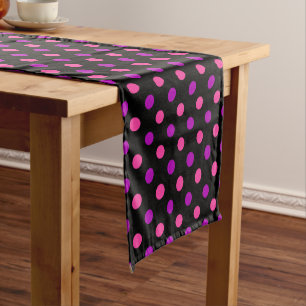 Black Purple Pink Polka Dots Pattern Short Table Runner