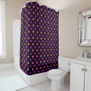 Black Purple Pink Polka Dots Pattern  Shower Curtain