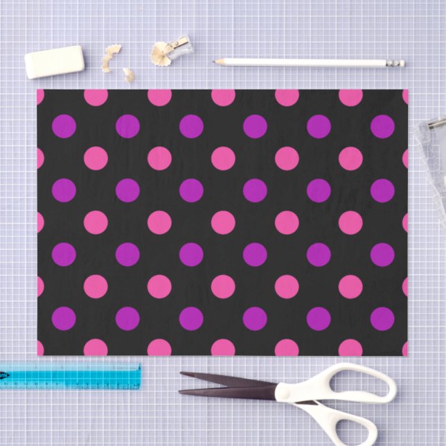 Black Purple Pink Polka Dots Pattern  Tissue Paper (Craft)