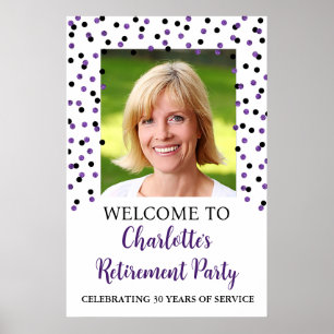 Black Purple Retirement Party Custom 20x30   Poster