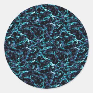 Black Purple & Shocking Electric Aqua Blue Classic Round Sticker