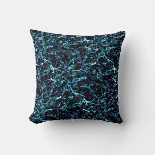 Black Purple & Shocking Electric Aqua Blue Cushion