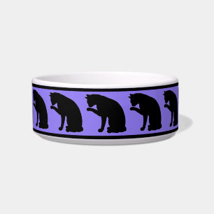 Black & Purple Silhouette Cat Bowl